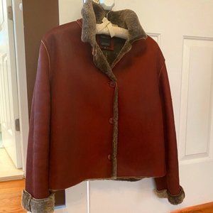 Hilary Radley Leather and Shearling cropped Jacket - Ladies size 6.